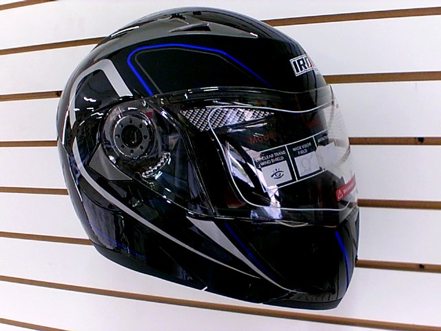 CASCO IRON RACING GEMINI M AZUL NEGRO ABATIBLE DOT