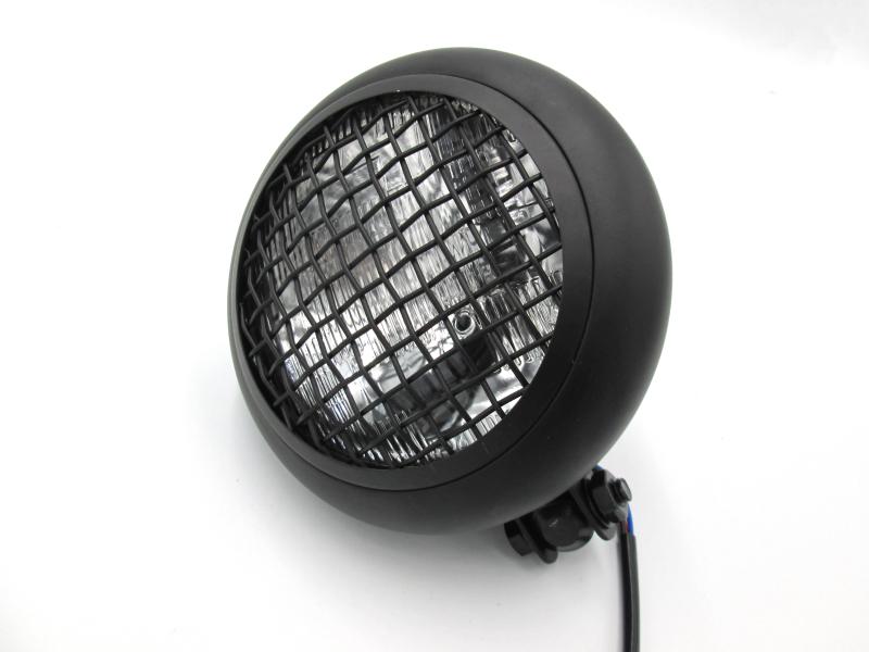 FARO REDONDO NEGRO MATE RACER REJILLA MICA TRANSPARENTE