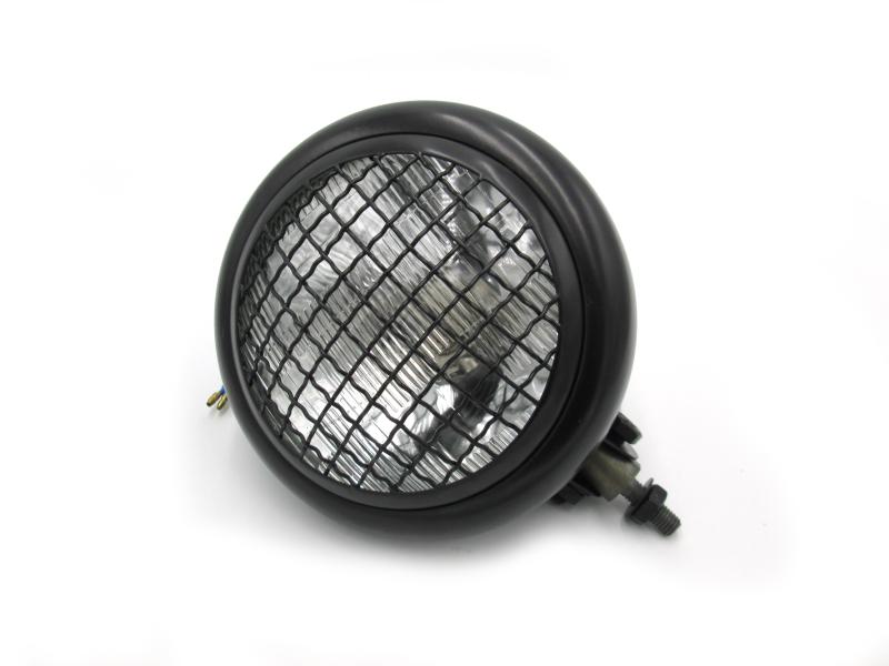 FARO REDONDO NEGRO MATE CON REJILLA MICA TRANSPARENTE