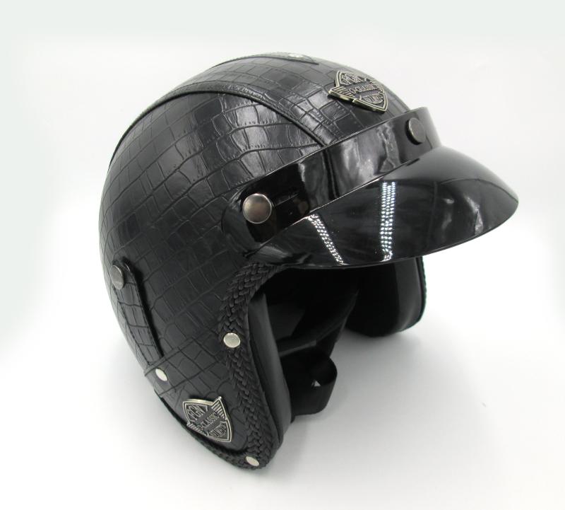 CASCO CHOPPER 3/4 COCODRILO NEGRO
