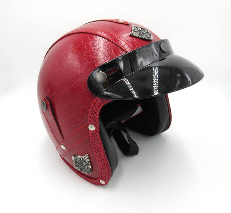 CASCO CHOPPER 3/4 COCODRILO ROJO