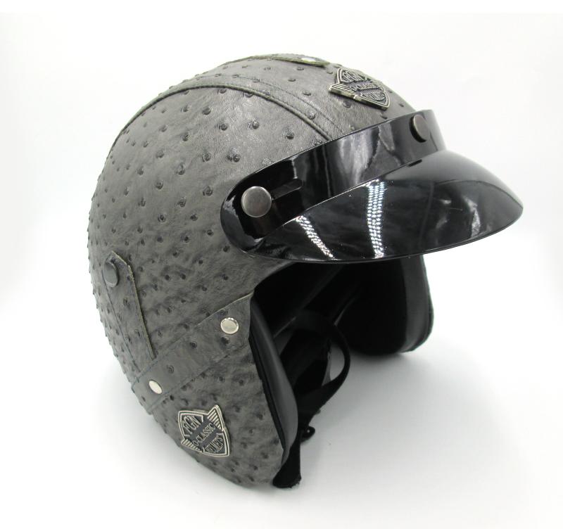 CASCO CHOPPER 3/4 AVESTRUZ GRIS