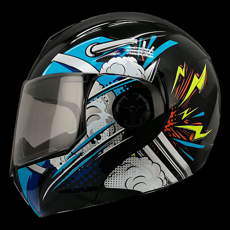 CASCO GHIRA GH1000 M AZUL NEGRO NITRO ABATIBLE SVS