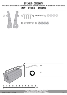 KIT MONTAJE PARABRISAS AF5127 BMW F750GS SOPORTE 11 CM D5129KIT GIVI