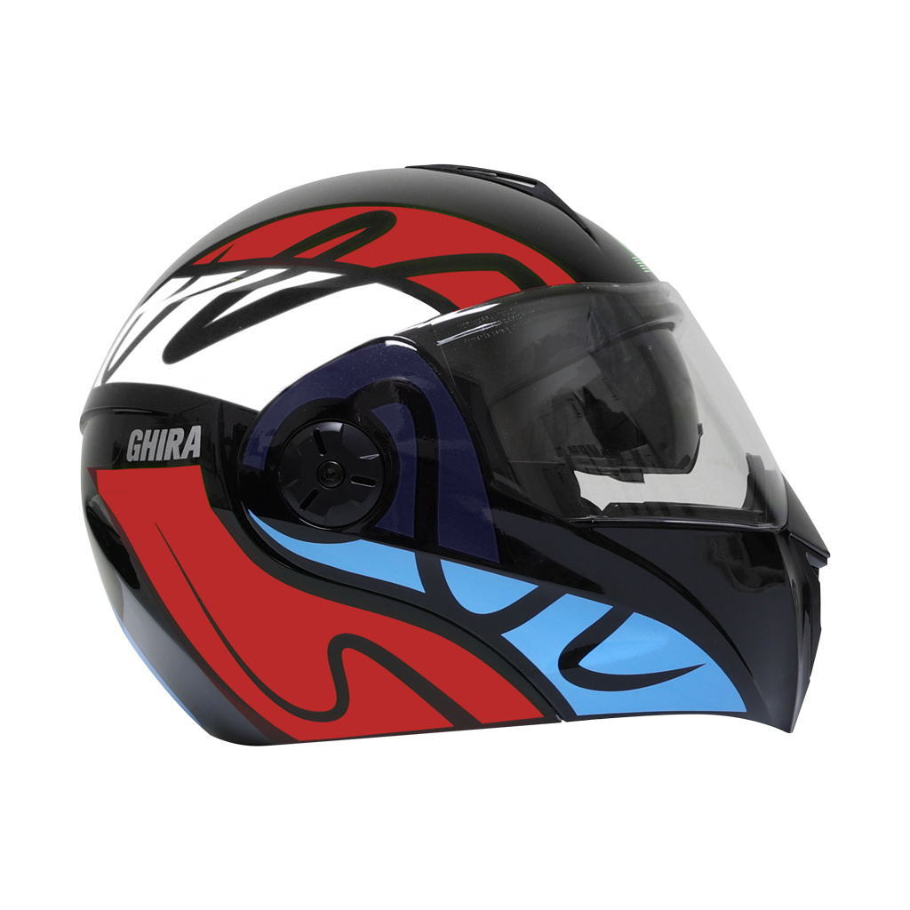 CASCO GHIRA GH1000 M ROJO AZUL BLOCKS ABATIBLE SVS