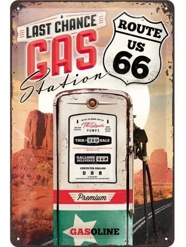 CARTEL 20 X 30 ROUTE 66 GAS STATION