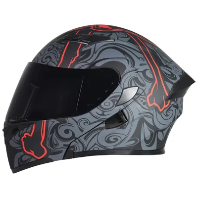 CASCO R7 RACING UNSCARRED TRIBAL SKULL L C/LED ABATIBLE DOBLE MICA DOT