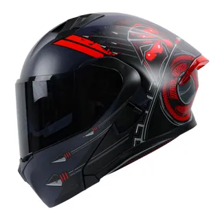 CASCO RODA RUSH XL AZUL NAVY/ROJO MATE CLEOMEN MICA HUMO ABATIBLE SVS