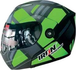 CASCO IRON RACING XNEON XL VERDE IR108II DOT MICA AHUMADA ABATIBLE