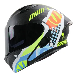 CASCO RODA RUSH L NEGRO AMARILLO MATE HIDDEN FUNNY  MICA HUMO ABATIBLE SVS
