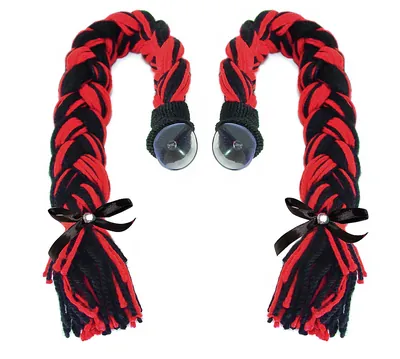TRENZA PARA CASCO HILO ROSA/NEGRA (PAR)