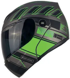 CASCO IRON RACING MUSIC L NEON/VERDE MICA AHUMADA IR108II DOT ABATIBLE