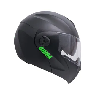 CASCO GHIRA GH1000 XL NEGRO MATE LOGO VERDE ABATIBLE SVS