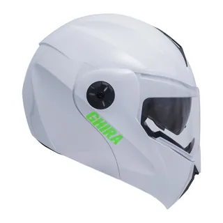 CASCO GHIRA GH1000 XL BLANCO LOGO VERDE ABATIBLE SVS