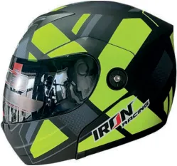 CASCO IRON RACING XNEON M AMARILLO MICA AHUMADA ABATIBLE IR108II DOT