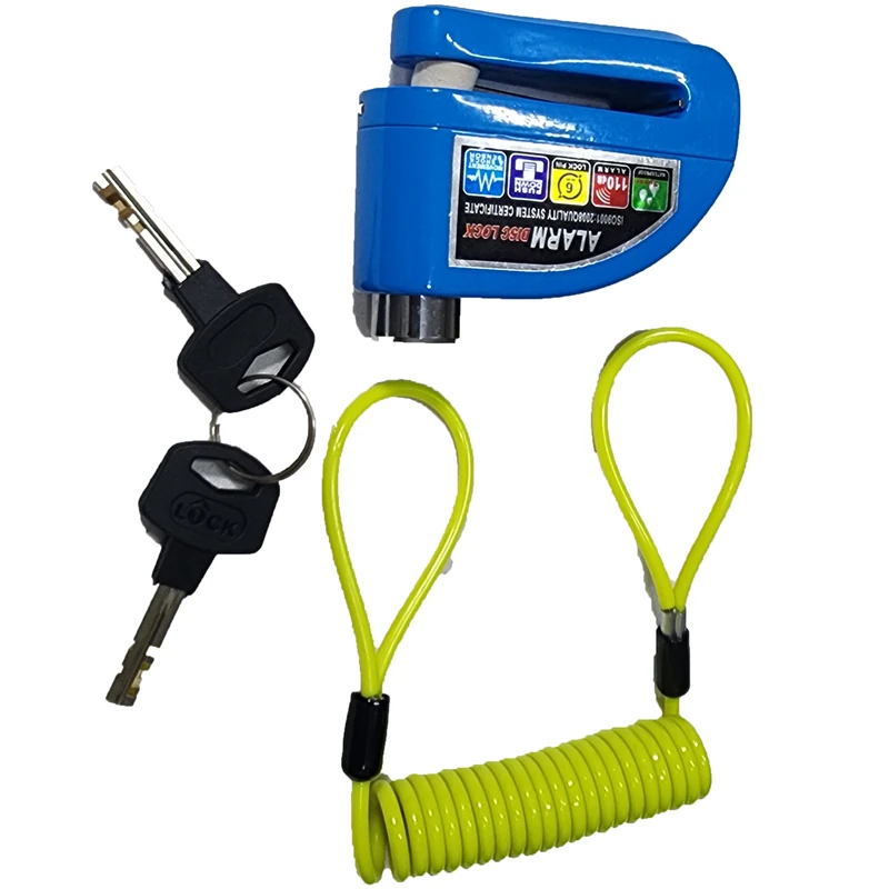 CANDADO DE DISCO UNIVERSAL ALARMA Y RESORTE RECORDATORIO, AZUL