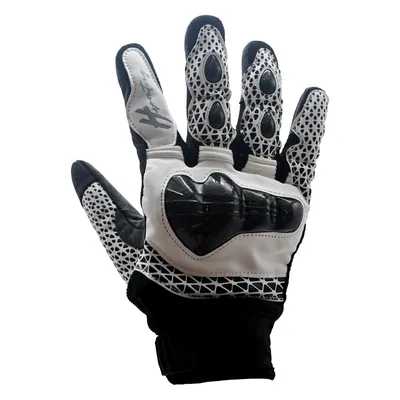 GUANTES DE PIEL PROTECCION EN NUDILLOS TIPO FIBRA DE CARBONO TOUCH SCREEN BLANCO/NEGRO TALLA XL