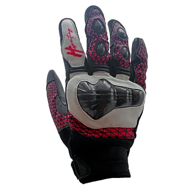 GUANTES DE PIEL PROTECCION EN NUDILLOS TIPO FIBRA DE CARBONO TOUCH SCREEN ROSA/BLANCO/NEGRO TALLA M