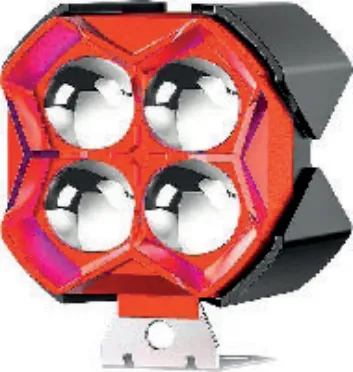 FARO AUXILIAR HYPER LED ROJO, IR-HGF4, 8-80V AC/DC, 40W-4500LM, LUZ AMARILLO/BLANCO