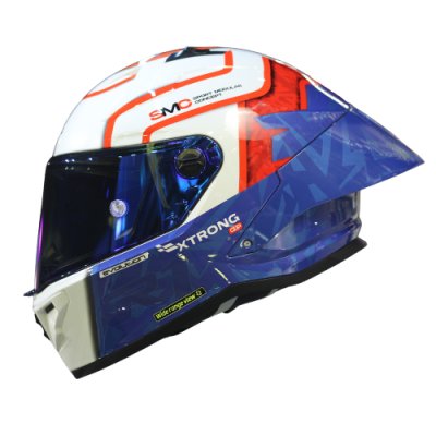 CASCO XTR-352 R1 LUSAIL BLANCO AZUL BRILLO S