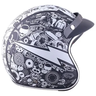 CASCO 3/4 LETS RIDE CERTIFICADO DOT TALLA M NEGRO-BLANCO MATE