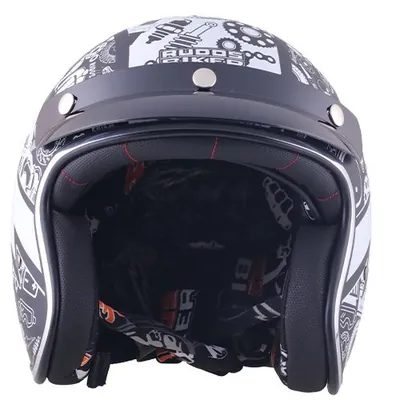 CASCO 3/4 LETS RIDE DOT RUDOS BIKER TALLA 2XL NEGRO-BLANCO MATE