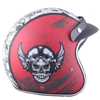 CASCO 3/4 RUDO VINTAGE DOT RUDOS BIKER TALLA 2XL ROJO-BLANCO MATE