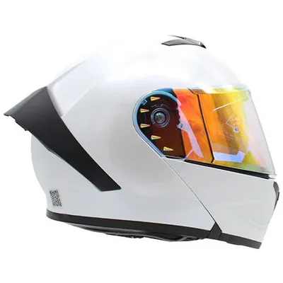 CASCO PARA MOTOCICLISTA ABATIBLE A-HELMET CERTIFICADO DOT BRILLANTE VISOR REVO LENTE HUMO PEARLISH TALLA L