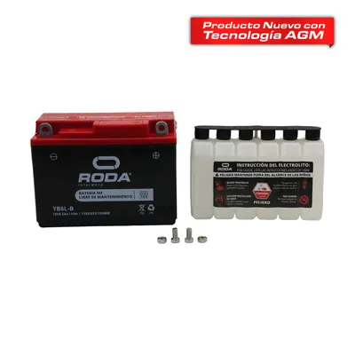 ACUMULADOR MF C/ELECTROLITO (YB6L-B) RODA 12V 6.5A AGM (CODIGO ANTERIOR 22-5002-001)